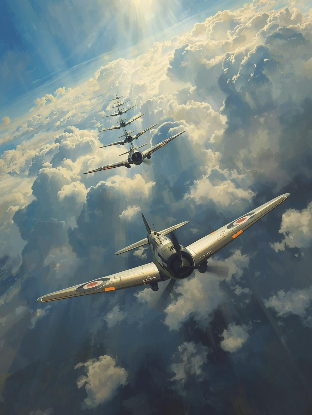 Paint by Number Vintage Fighter Planes Flying in Formation – Classic Aviation Wall Art Canvas DIY Kit for Adults