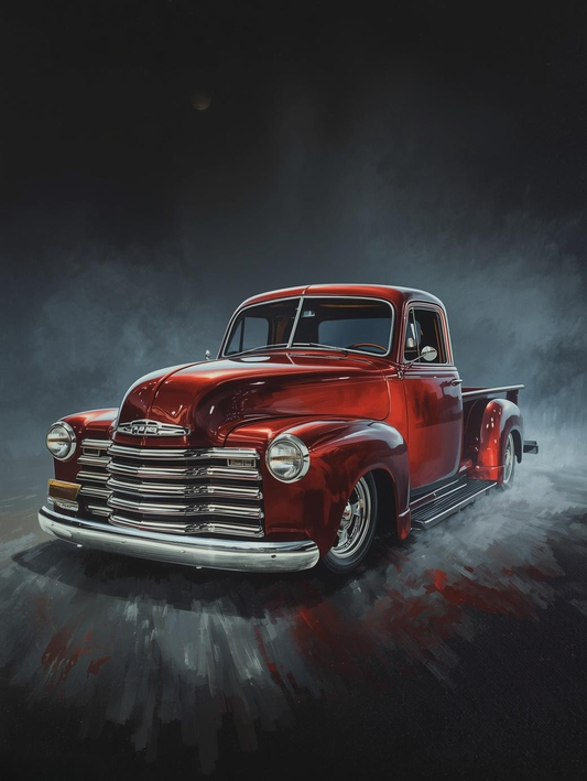 Paint by Number Vintage Hot Rod in Dark Reflections – Sleek Night Car Wall Art Canvas DIY Kit for Adults