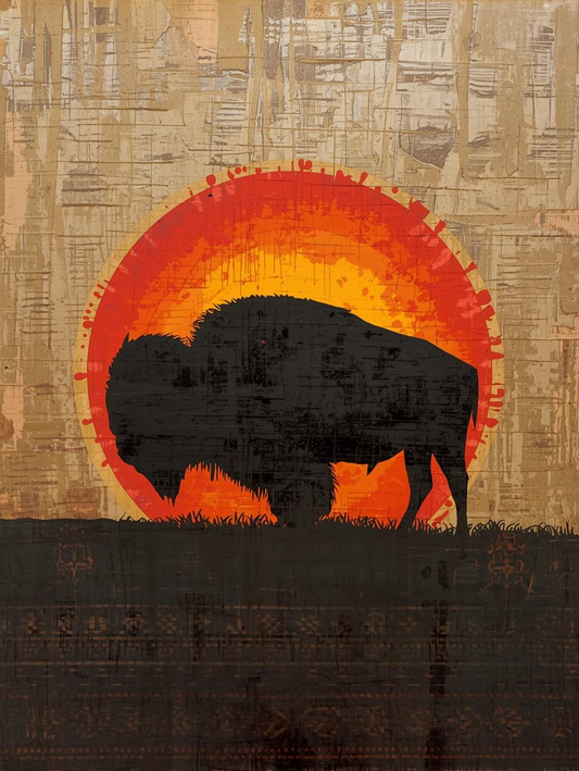 Paint By Number Warrior Buffalo of the Prairie – Majestic Bison Wildlife Paint by Number Kit for Adults