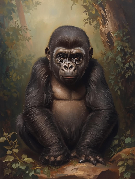 Paint By Number Young Gorilla Monkey – Playful Jungle Wildlife Painting Kit