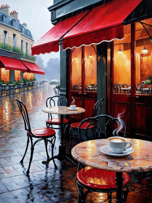 Paint By Number Parisian Café on a Rainy Day