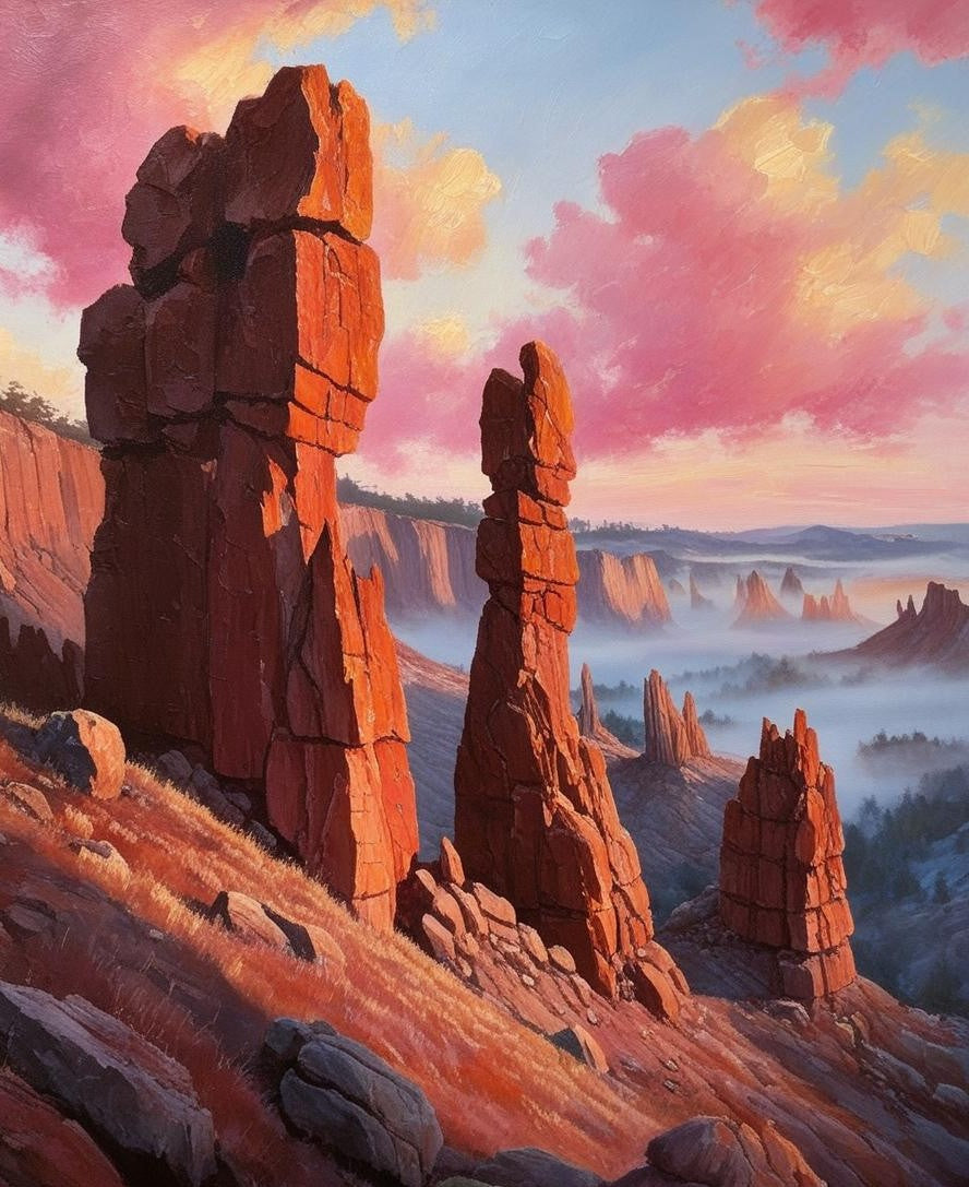 Paint by Number Pinnacles National Park (California) Towering Rock Formations at Sunrise