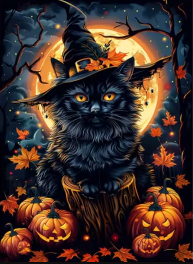 Pumpkin Patch Purr Paint by Number