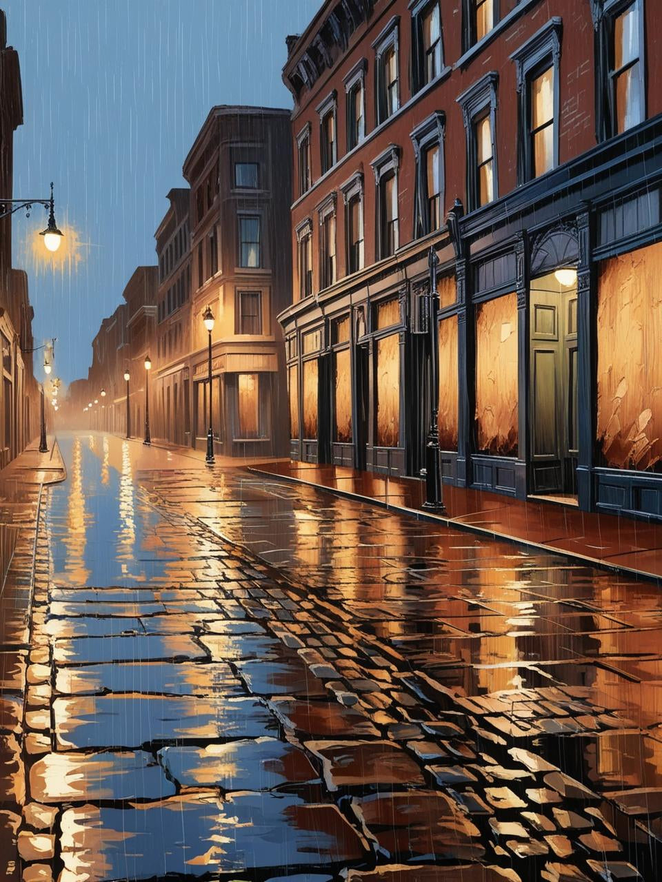 Paint By Number Rainy Avenue at Twilight