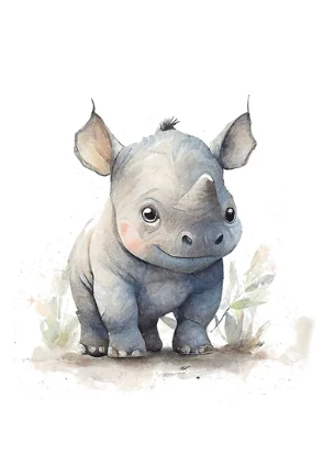 Rhino Rascal Baby Rhino Paint by Number