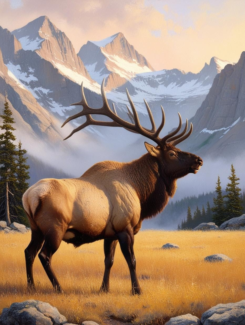 Paint by Number Rocky Mountain National Park (Colorado) – A Lone Elk