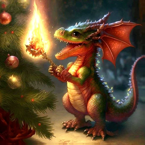 Paint by Number Santa's Little Helper Baby Dragon
