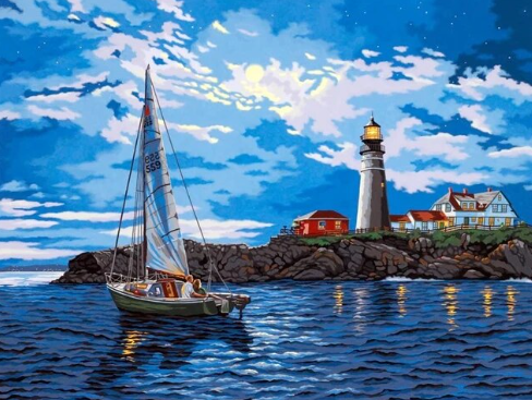 Paint by Number Seashore Harmony Lighthouse