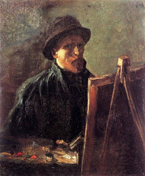 Self-Portrait with Dark Felt Hat at the Easel  -Vincent Van Gogh Paint by Number