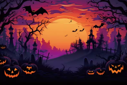 Spooky Tombstones and Pumpkins Paint by Number