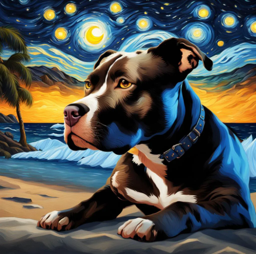 Paint By Number Starry Night Paws American Staffordshire Terrier
