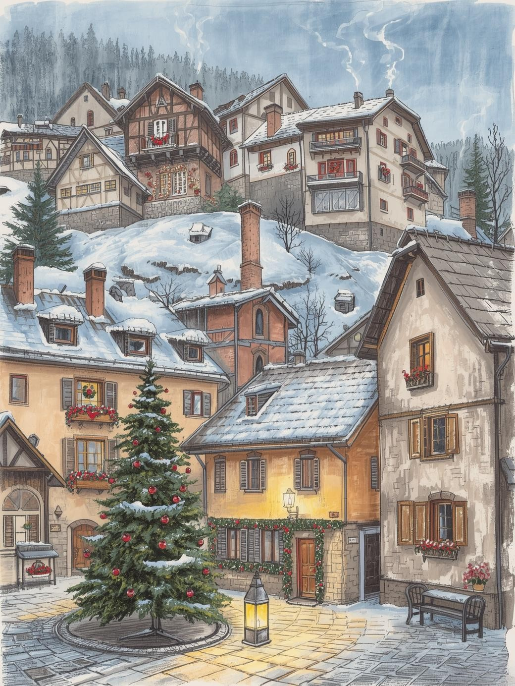 Paint by Number Swiss Mountain Hamlet