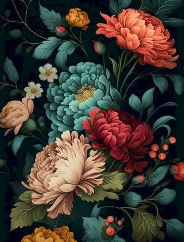 Paint by Number Tapestry of Blooms