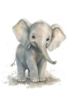 Tender Tuskers Baby Elephant Paint by Number