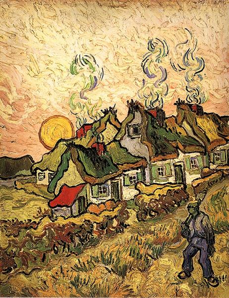 Thatched Cottages in the Sunshine Reminiscence of the North - Vincent van Gogh Paint by Number