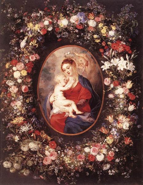 The Virgin and Child in a Garland of Flowers - Peter Paul Rubens
