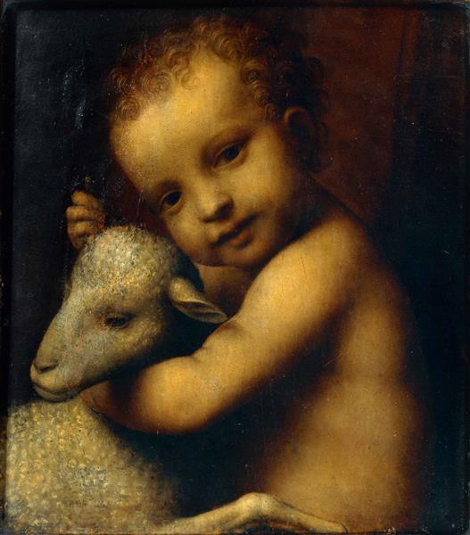The infant Jesus with a Lamb Paint by Number - Bernardino Luini