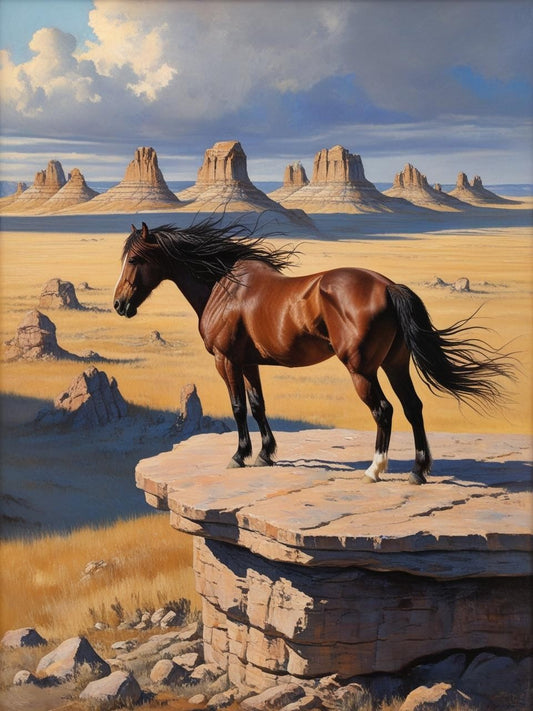 Paint by Number Theodore Roosevelt National Park (North Dakota) A Wild Mustang on the Prairie