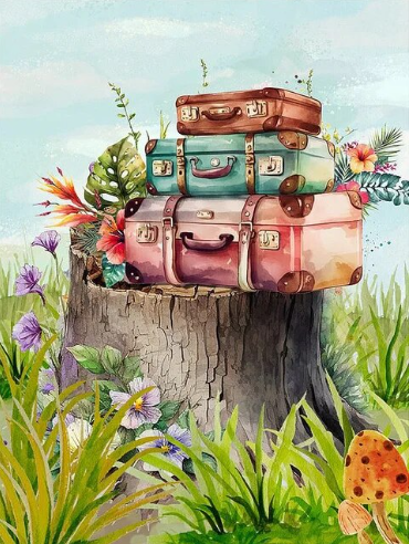 Traveler's Treasures Packed Suitcases Paint By Number