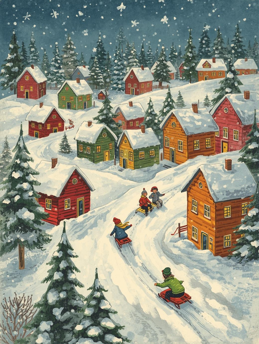 Paint by Number Holiday Village Scene