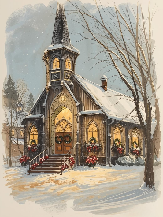 Paint by Number Peaceful Christmas Chapel