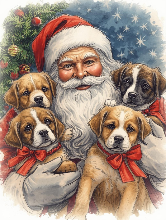 Paint by Number Santa’s Little Helpers – Holiday Puppies