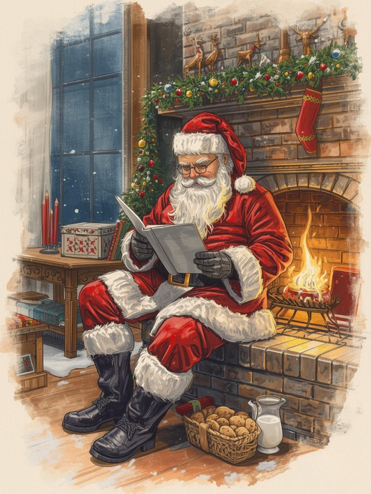 Paint by Number The Jolly Saint – Santa Reading His List