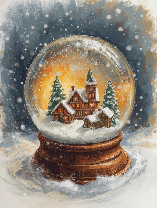 Paint by Number Christmas Magic in a Snow Globe
