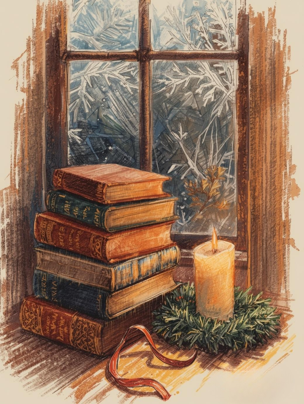 Paint by Number Cozy Evenings – Candle, Books, and Quiet Winter Charm