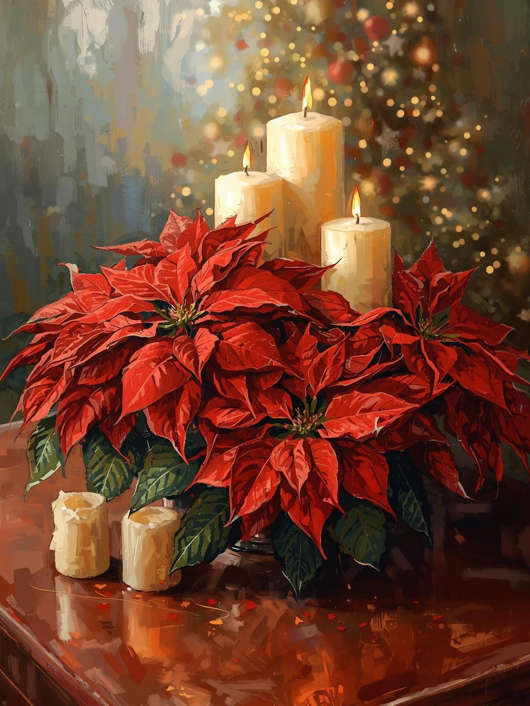 Paint by Number Christmas Poinsettias