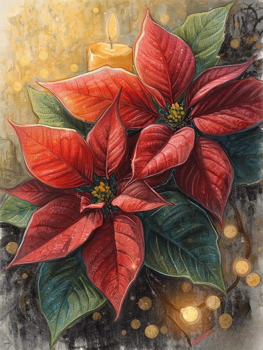 Paint by Number Holiday Cheer Poinsettias