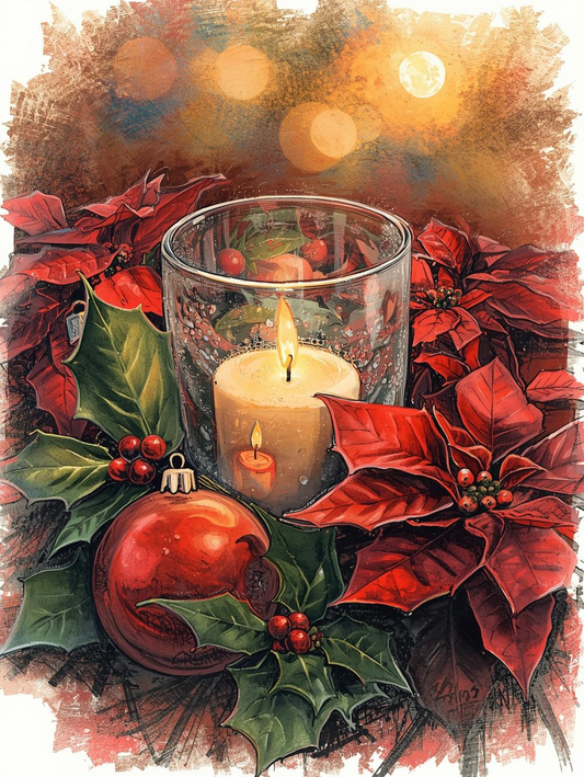 Paint by Number Vibrant Poinsettias