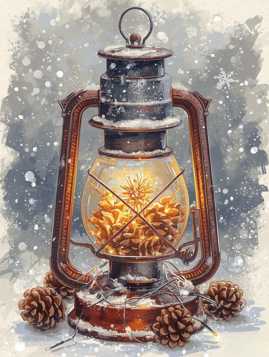 Paint by Number Snow-Dusted Pinecones