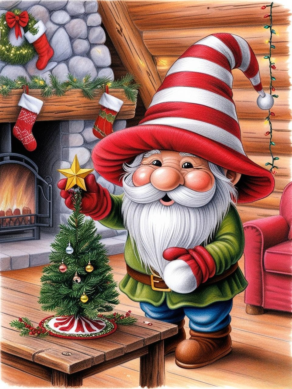 Paint by Number Gnome Holiday Magic