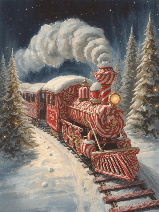 Paint by Number Candy Cane Locomotive – Magical Christmas Journey