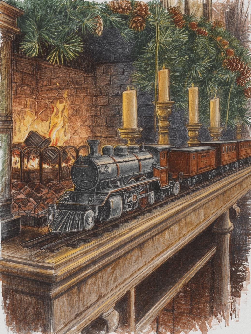 Paint by Number Festive Steam Engine
