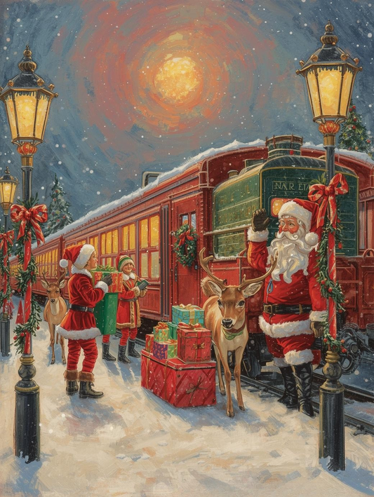 Paint by Number Jingle Bell Locomotive – Christmas Train Adventure