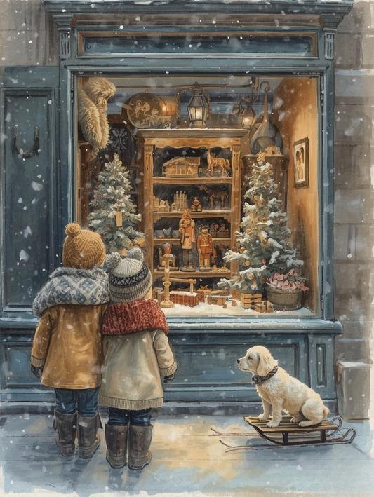 Paint by Number A Magical Peek – Children at the Alpine Toy Shop Window