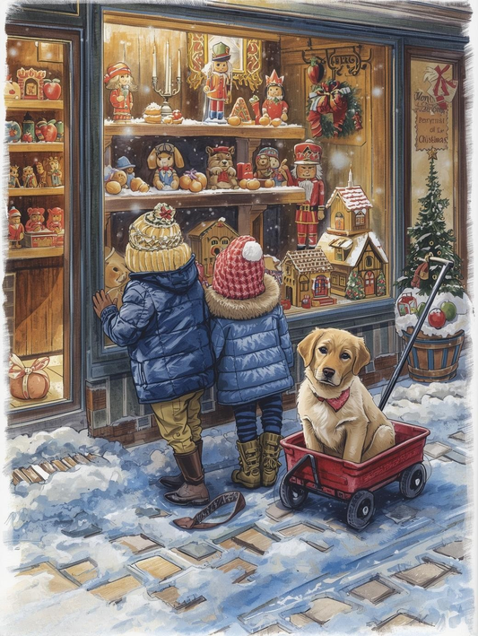 Paint by Number Christmas Delight – Golden Retriever Puppy Scene