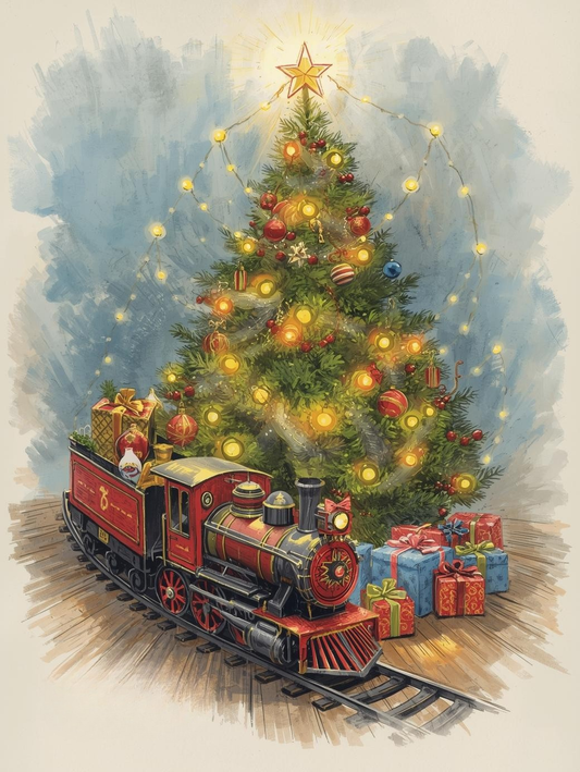 Paint by Number Yuletide Express – Magical Holiday Locomotive