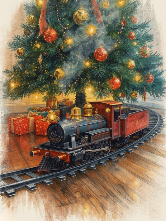 Paint by Number Sparkling Holiday Locomotive