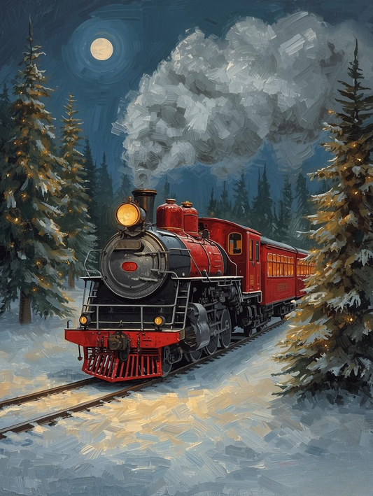Paint by Number Christmas Train Through the Forest