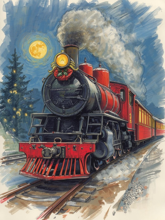Paint by Number Santa’s Steam Engine