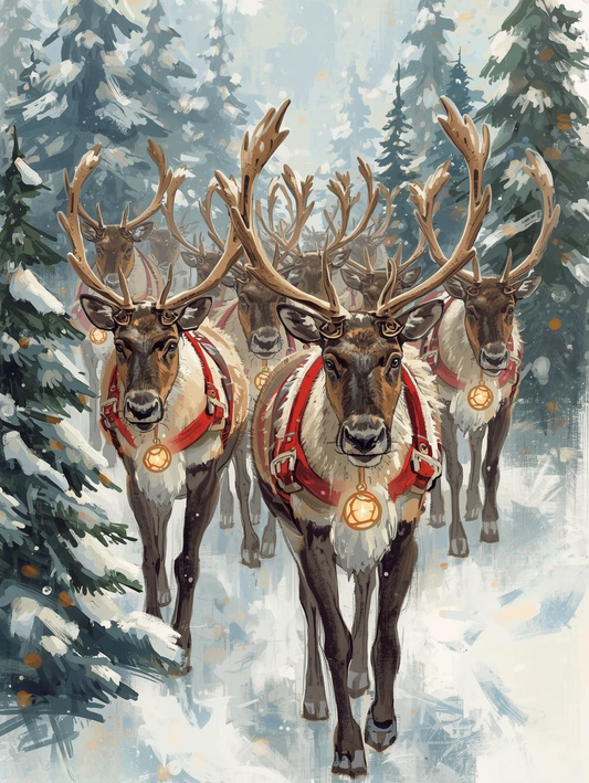 Paint by Number Santa’s Reindeer