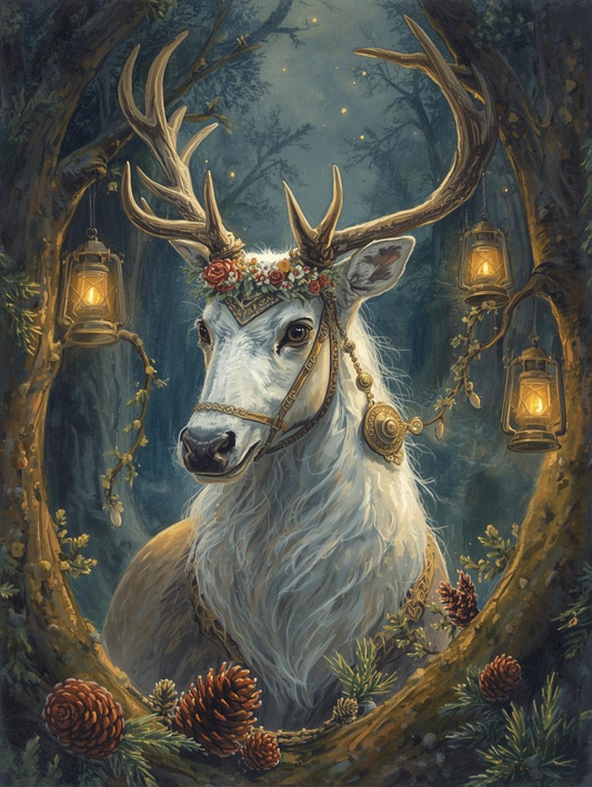 Paint by Number A White Reindeer in a Winter Dream