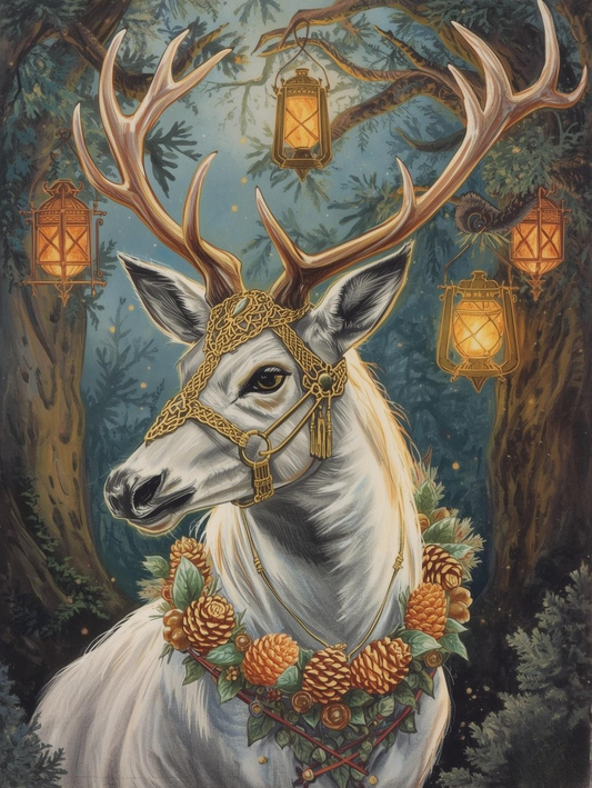 Paint by Number The Snowy Guardian – White Reindeer of the Pines