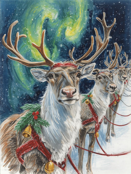 Paint by Number Reindeer at Christmas