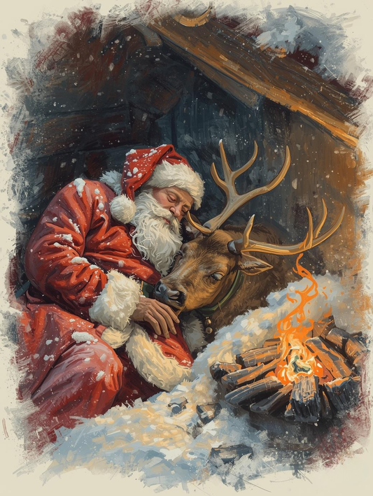 Paint by Number Caring Claus – A Reindeer’s Friend