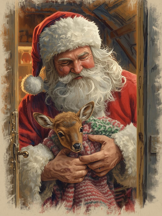 Paint by Number Little Reindeer in Santa’s Arms