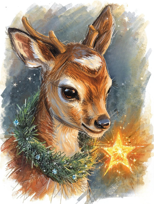 Paint by Number Baby Reindeer and the Christmas Star